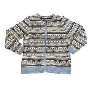 Women Cardigan Canda Full Zip Siz M Sweater Top Shirt Long Sleeve
